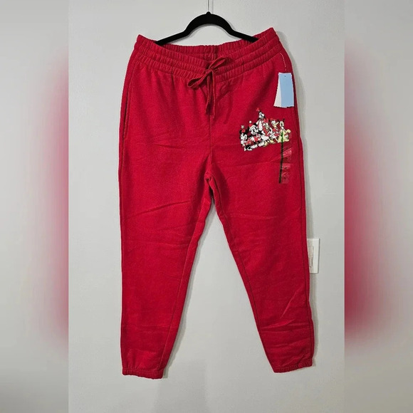 Disney Pants - Disney Mickey and friends Christmas holiday red jogger pants w pkts 2015